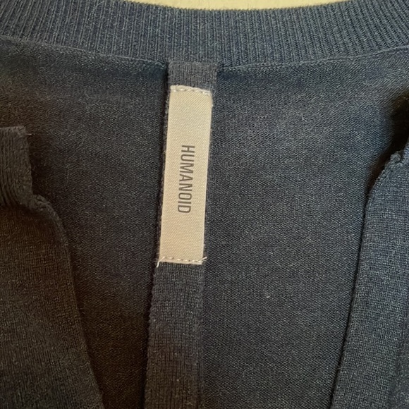 Humanoid Blue Cotton Knit Oversized V Neck Dropped Sleeves Blouse Sz Small - Picture 4 of 6